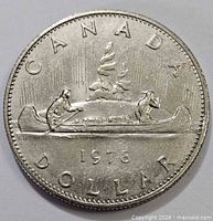 Voyageur design side showing canoe, date 1978, legend CANADA DOLLAR