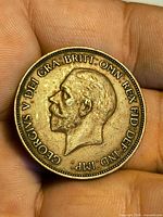 Obverse of 1935 one penny showing King George V portrait and legend