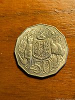 Reverse showing Australian Coat of Arms and 50 denomination