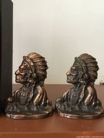 front view of both matching Native American bust bookends