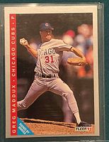 Front of Greg Maddux 1993 Fleer card in sleeve