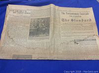 Scanned image of The Standard newspaper laid out flat showing headline and partial articles about the Tercentenary celebration dated August 5, 1908.