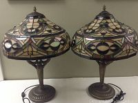 Front view of both matching lamps displayed side by side on a flat surface
