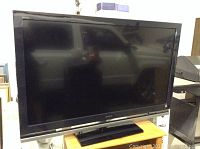 Front view of Sony 52" LCD TV on stand