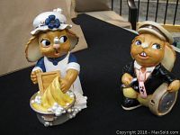 Photo of Persilla and Parker Pendelfin rabbit figurines showing front view with detailed clothing and expressions