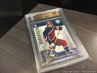 Front view of the 2004 Heroes and Prospects Alexander Ovechkin rookie card in BGS graded case showing grade label and player image.