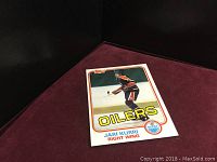 Front of the 1981 Jari Kurri rookie card showing player in Edmonton Oilers uniform skating on ice.