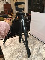 Front angle view of the Velbon Vicpod-451 tripod showing the three extendable legs and the pan tilt head.
