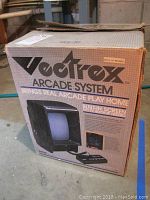 Front of original Vectrex box showing branding and tagline