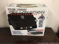 Box for George Foreman Next Generation Grill showing product image and features.