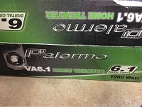 Close up of the Palermo VA6.1 home theater system box showing 6.1 channel and 1000 watt specifications