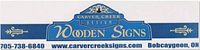 Photo of paper voucher showing Carver Creek Design Wooden Signs logo, phone number, website and location