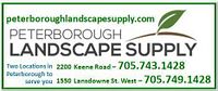 Company logo and contact information for Peterborough Landscape Supply