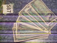 Photo showing 13 worn and creased 1954 Canadian one dollar bills spread on a surface.