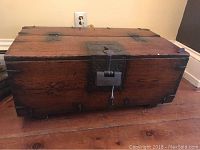 Front view of chest showing overall structure and lock hardware