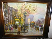 Angled view of the framed painting highlighting the detail and frame dimensions.