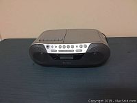 Front view of Sony boombox with CD player and cassette deck