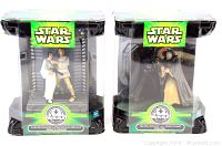 Front view of two Star Wars Silver Anniversary collectible figure sets in original packaging showing Luke Skywalker & Princess Leia Organa and Obi-Wan Kenobi & Darth Vader.
