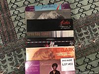 Stack of vintage LP records featuring female vocalists from 60s-80s including Barbra Streisand, Joan Baez, Linda Ronstadt, Carole King, Judy Garland, Pet Clark, Dionne Warwick.