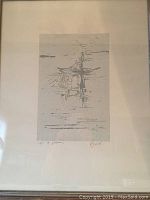 Full view of framed signed and numbered abstract print, showing the entire artwork and outer border.