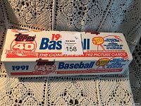 Original unopened box containing the complete set of 1991 Topps Baseball Cards celebrating 40 years of baseball cards.