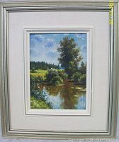 Framed oil painting showing overall artwork and frame condition.