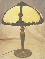 Lit lamp showing full shade and base