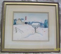 View of framed watercolour painting showing overall condition and framing