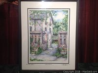 Framed print showing the garden gate scene and overall condition.