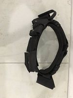 Top angled view of black police prop toolbelt highlighting strap and buckle.