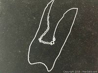 Image of the sterling silver chain laid out to show overall length and extender chain.
