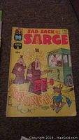 Single vintage comic book titled Sad Sack and the Sarge with a yellow cover and cartoon soldiers on the front