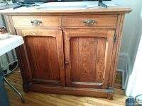 Front view of oak chest