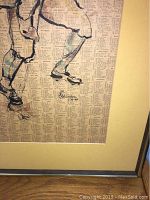 Close-up of the signature 'E. Weinger' on the drawing, showing detail of the ink work and printed text background