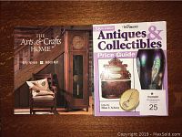 Front covers of two books: Warman's 38th Edition Antiques & Collectibles Price Guide and The Arts & Crafts Home