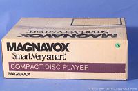 Original packaging box labeled Magnavox Smart. Very Smart. Compact Disc Player.