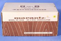 Original packaging box for Marantz Model CD-400B CD-4 Disc Demodulator with wood grain design and branding.
