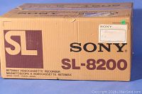 Original packaging box labeled Sony SL-8200 Betamax videocassette recorder, showing model and branding.