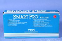 Blue box of TEO SmartPro 103/212A external modem showing product name and model number.