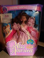 Boxed Miss America doll in pink gown with box