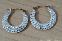 Front angled close-up view of the earrings showing cubic zirconia encrusted front.