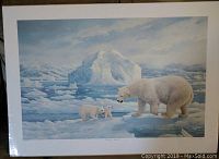 Full view of the signed limited edition print showing polar bears and icy landscape.