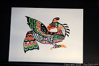 Single print featuring Thunderbird by John Nelson with vibrant colors and Indigenous-style patterns, displayed against a black background.