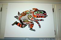 Photo of one Sea Monster print showing the detailed First Nations artwork.