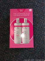 Box containing the shampoo and conditioner duo from Schwarzkopf Professional BC Bonacure Color Freeze series with a pink box that features images of the shampoo and conditioner bottles.