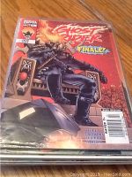 Ghost Rider comic book cover showing the title with the character seated on a throne in flames, marked as Finale issue #1 by Marvel Comics Group.