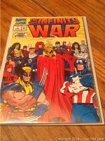 Full cover of The Infinity War #1 Marvel comic, showing the illustrated multi-superhero group with title and Marvel logo.