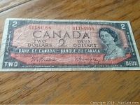 Front side of the banknote showing Queen Elizabeth II portrait and denomination with visible signatures.