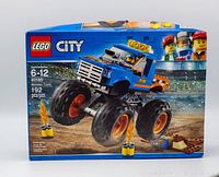 Front view of the unopened LEGO City Monster Truck box showing the set number 60180 and piece count 192.