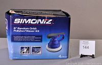 Box of Simoniz 8 inch random orbit polisher/waxer kit showing product branding and image